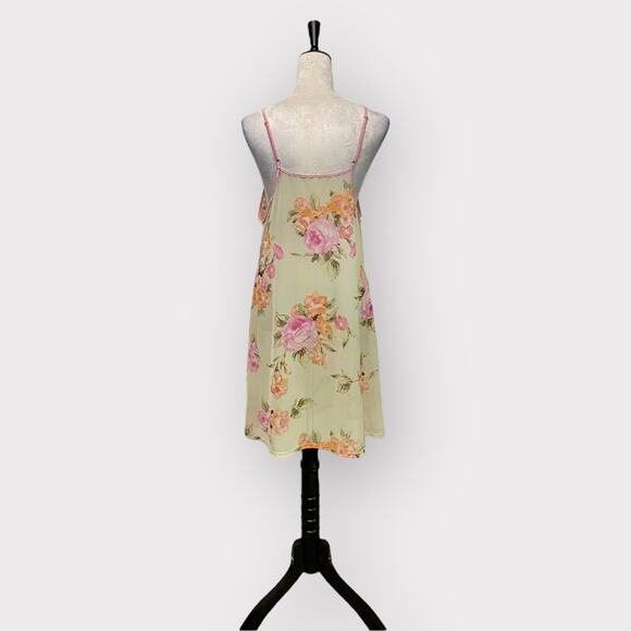 Vintage Slip Nightgown Pink Green - Picture 2 of 4